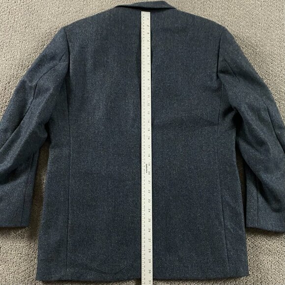 Lands' End Lambs Wool Herringbone Tweed Blazer Sport Coat Men's 40R Blue Gray - Picture 14 of 15